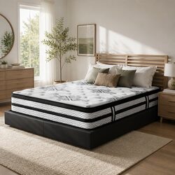 Queen Mattress 34cm Euro Top Pocket Spring Plush Medium Firm Support Bed
