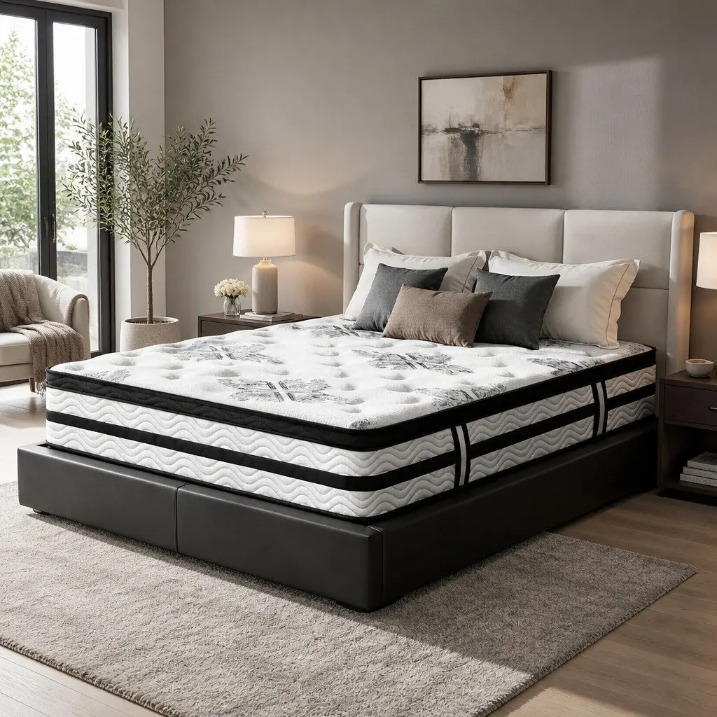 Queen Mattress Euro Top 34cm Thick Plush Medium Firm Support
