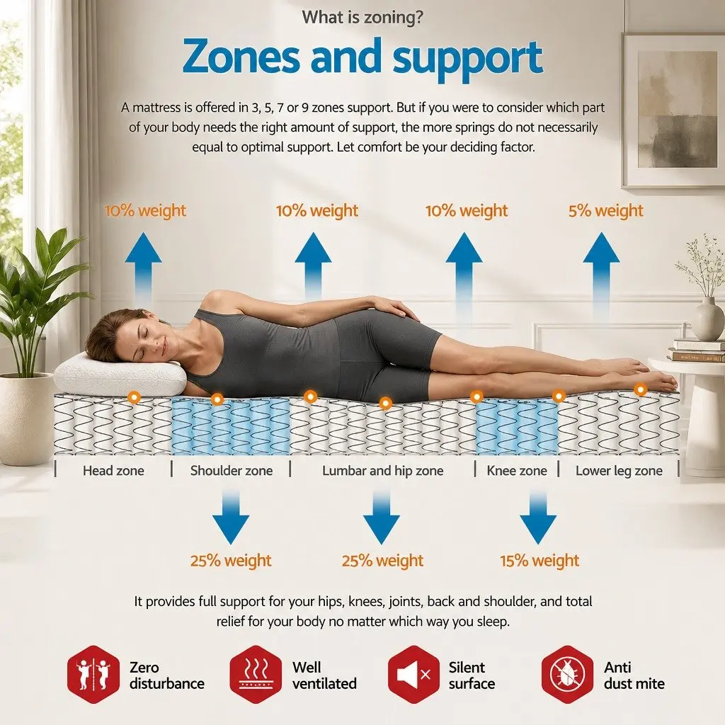 Queen Mattress Euro Top 34cm Thick Plush Medium Firm Support