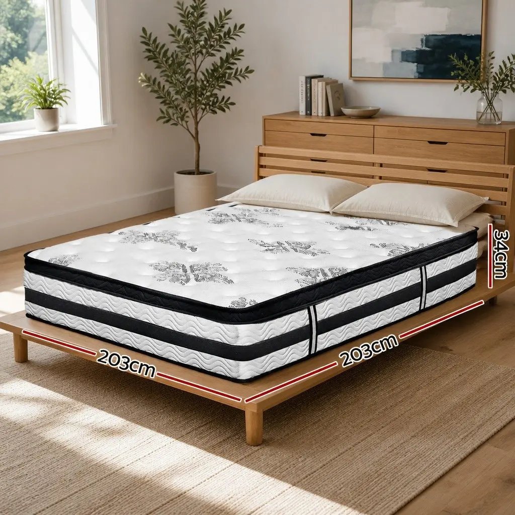 Super King Mattress Euro Top 34cm Pocket Spring Medium Firm Support
