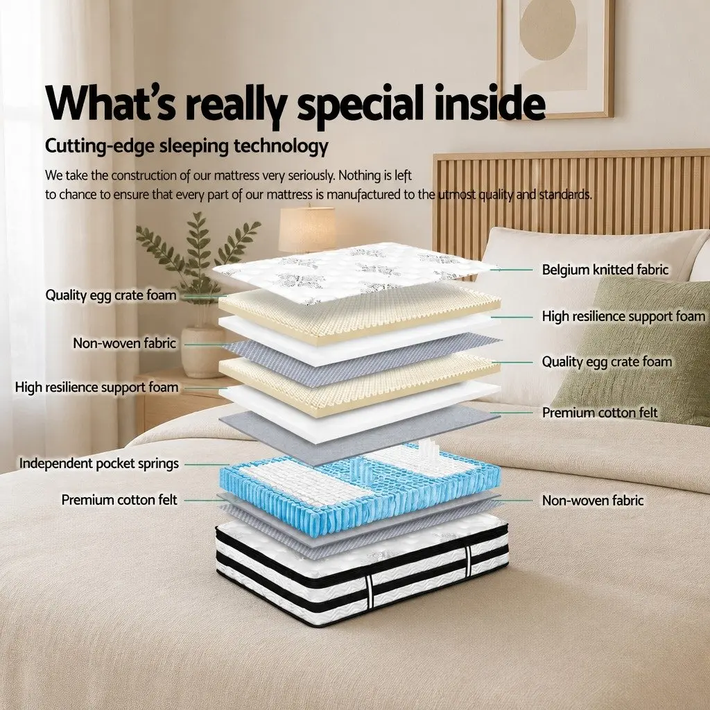 Super King Mattress Euro Top 34cm Pocket Spring Medium Firm Support