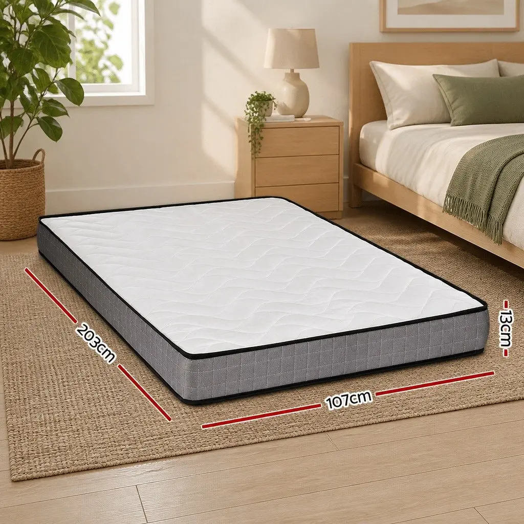 King Single Mattress Medium Firm 13cm Bonnell Spring Tight Top Quilted