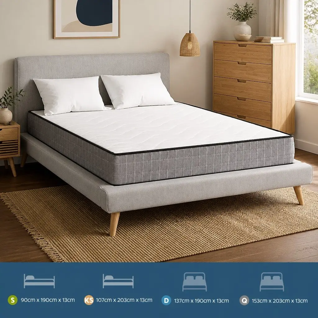 King Single Mattress Medium Firm 13cm Bonnell Spring Tight Top Quilted