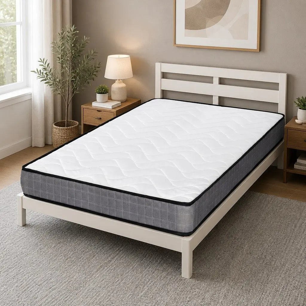 Queen Mattress Medium Firm 13cm Bonnell Spring Tight Top Quilted