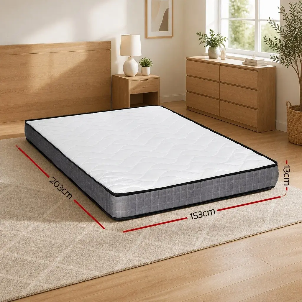 Queen Mattress Medium Firm 13cm Bonnell Spring Tight Top Quilted
