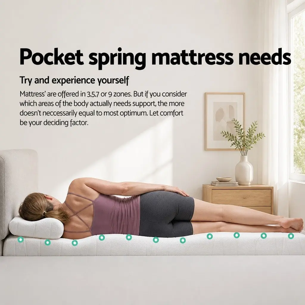 King Single Mattress 21cm Tight Top Pocket Spring Coil Bed Medium Firmness