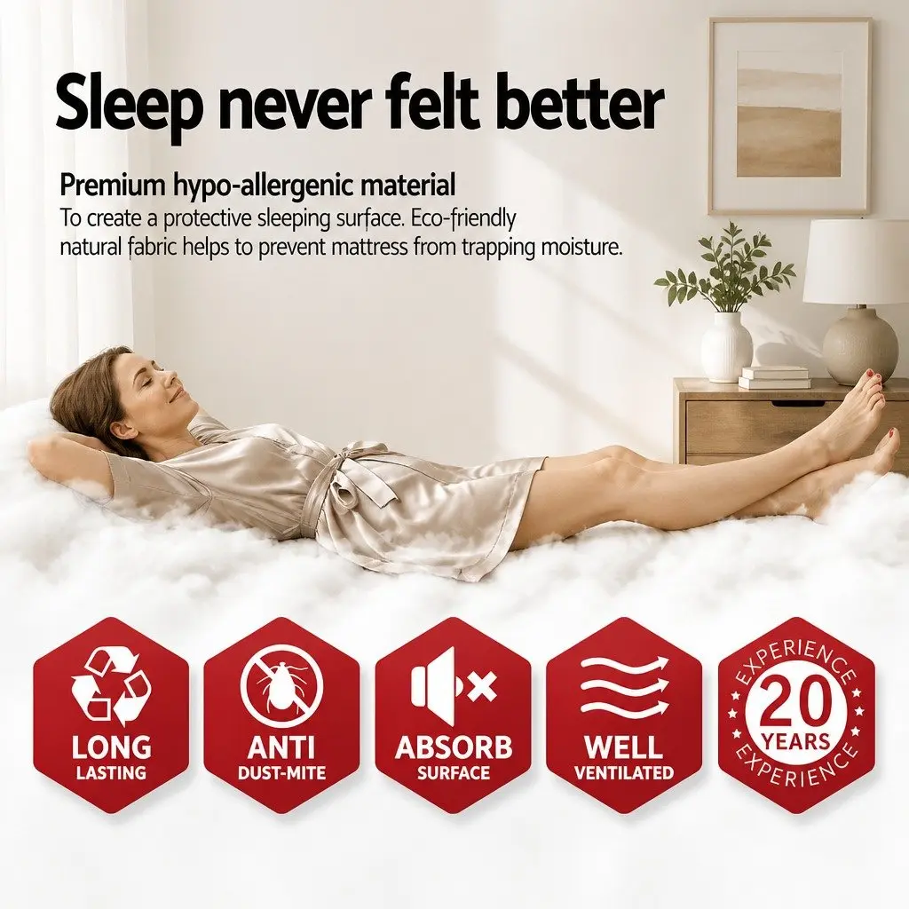 King Single Mattress 21cm Tight Top Pocket Spring Coil Bed Medium Firmness