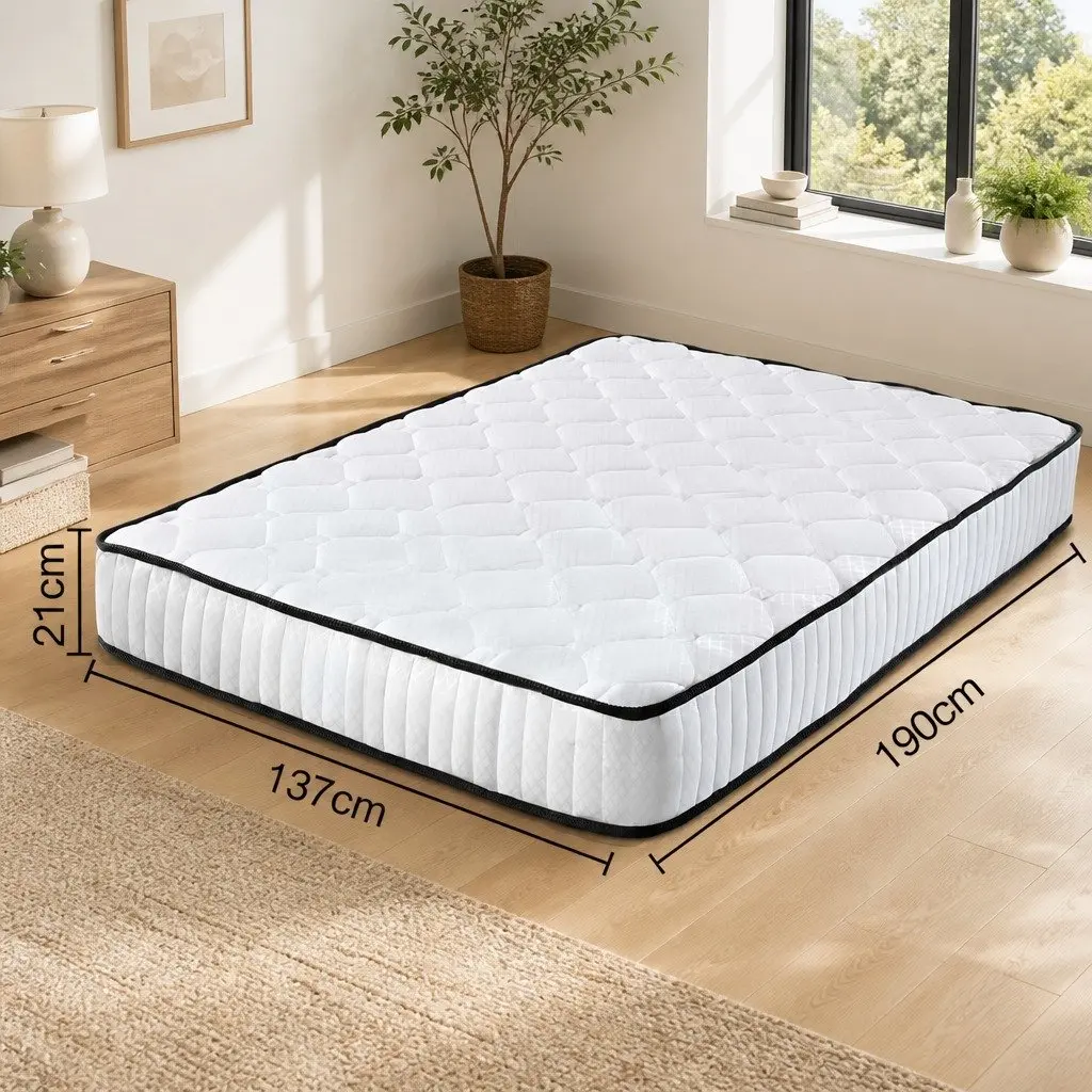 Double Mattress Tight Top Pocket Spring 21cm Medium Firmness Queen Size