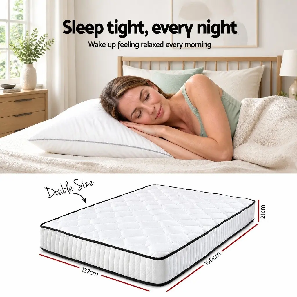 Double Mattress Tight Top Pocket Spring 21cm Medium Firmness Queen Size