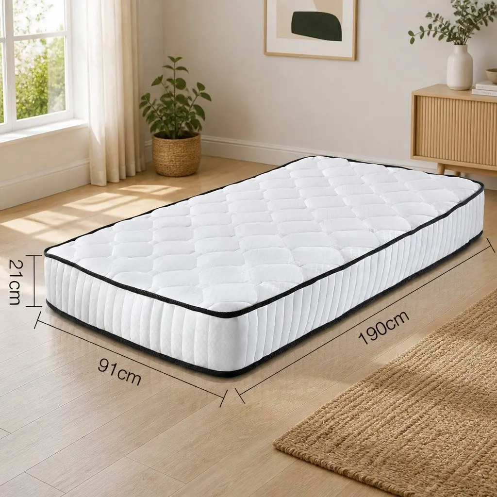 Single Mattress 21cm Medium Firmness Hypoallergenic Pocket Spring White