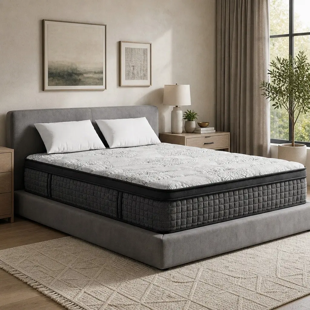 Double Mattress 34cm Latex Foam 9 Zone Pocket Spring Euro Top Medium Firm