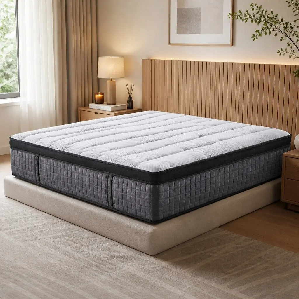Double Mattress 34cm Latex Foam 9 Zone Pocket Spring Euro Top Medium Firm