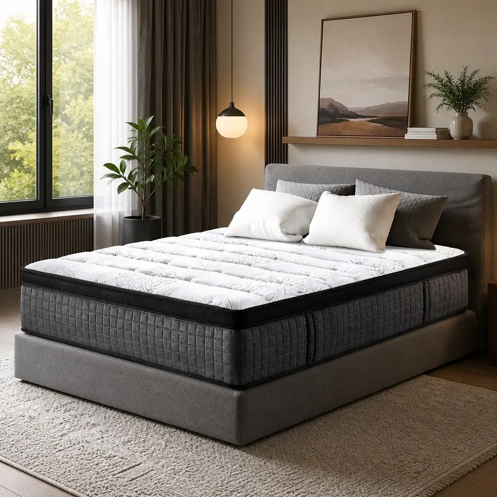 Double Mattress 34cm Latex Foam 9 Zone Pocket Spring Euro Top Medium Firm