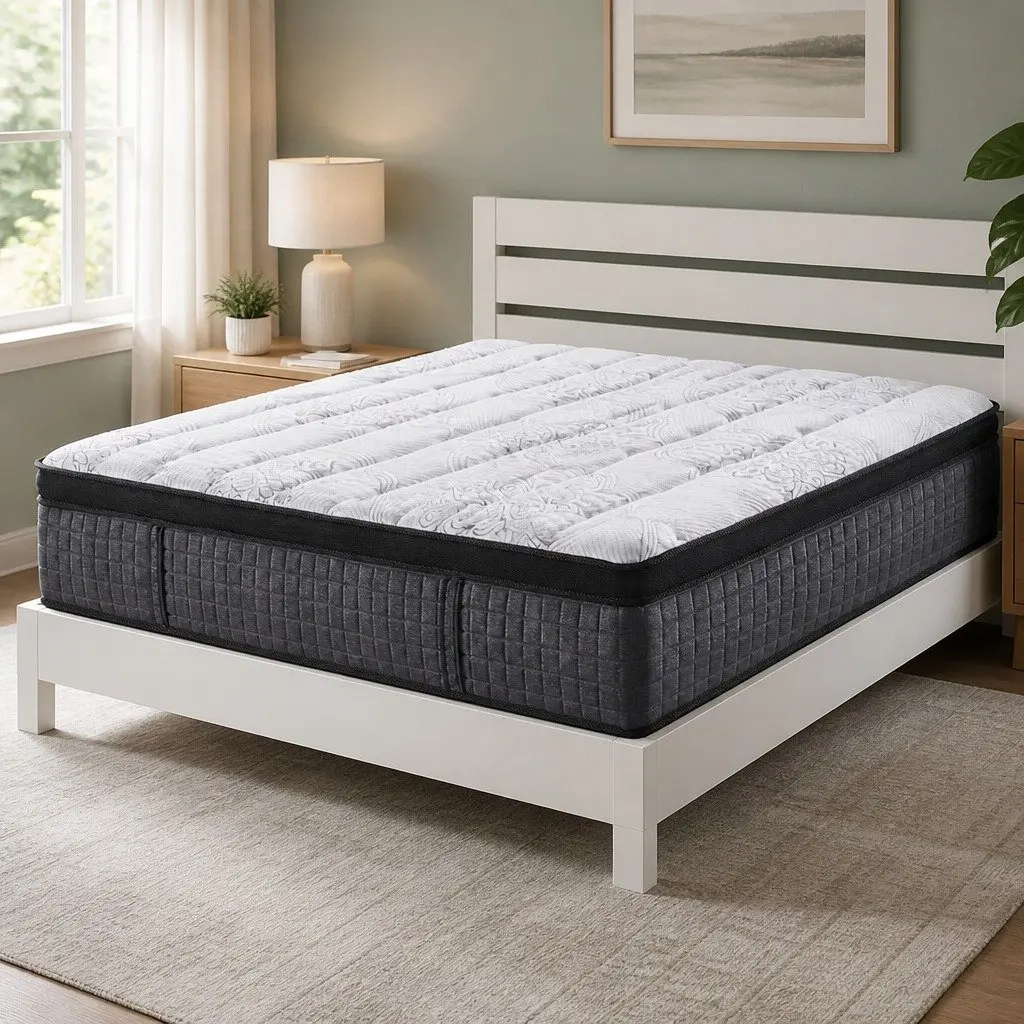 Single Mattress Medium Firm Euro Top 34cm 9 Zone Pocket Spring Latex Foam
