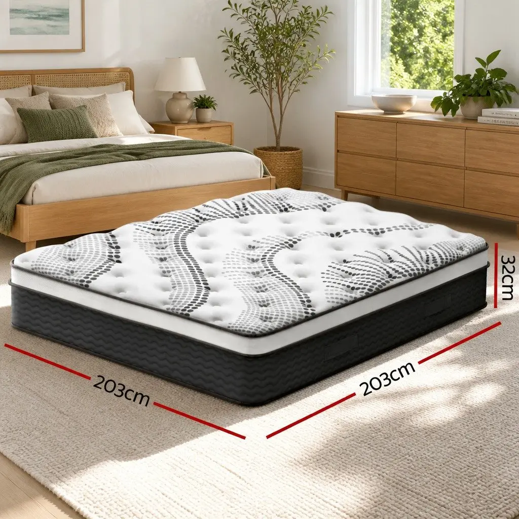 Super King Mattress Medium Firm 32cm Thickness Plush Euro Top Pocket Spring