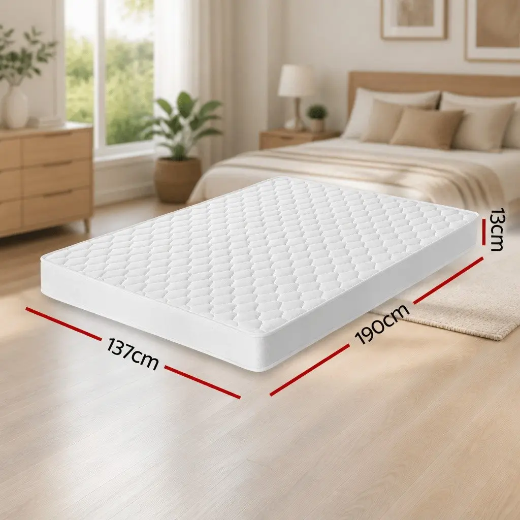 Double Mattress Medium Firm 13cm Bonnell Spring Quilted Top White
