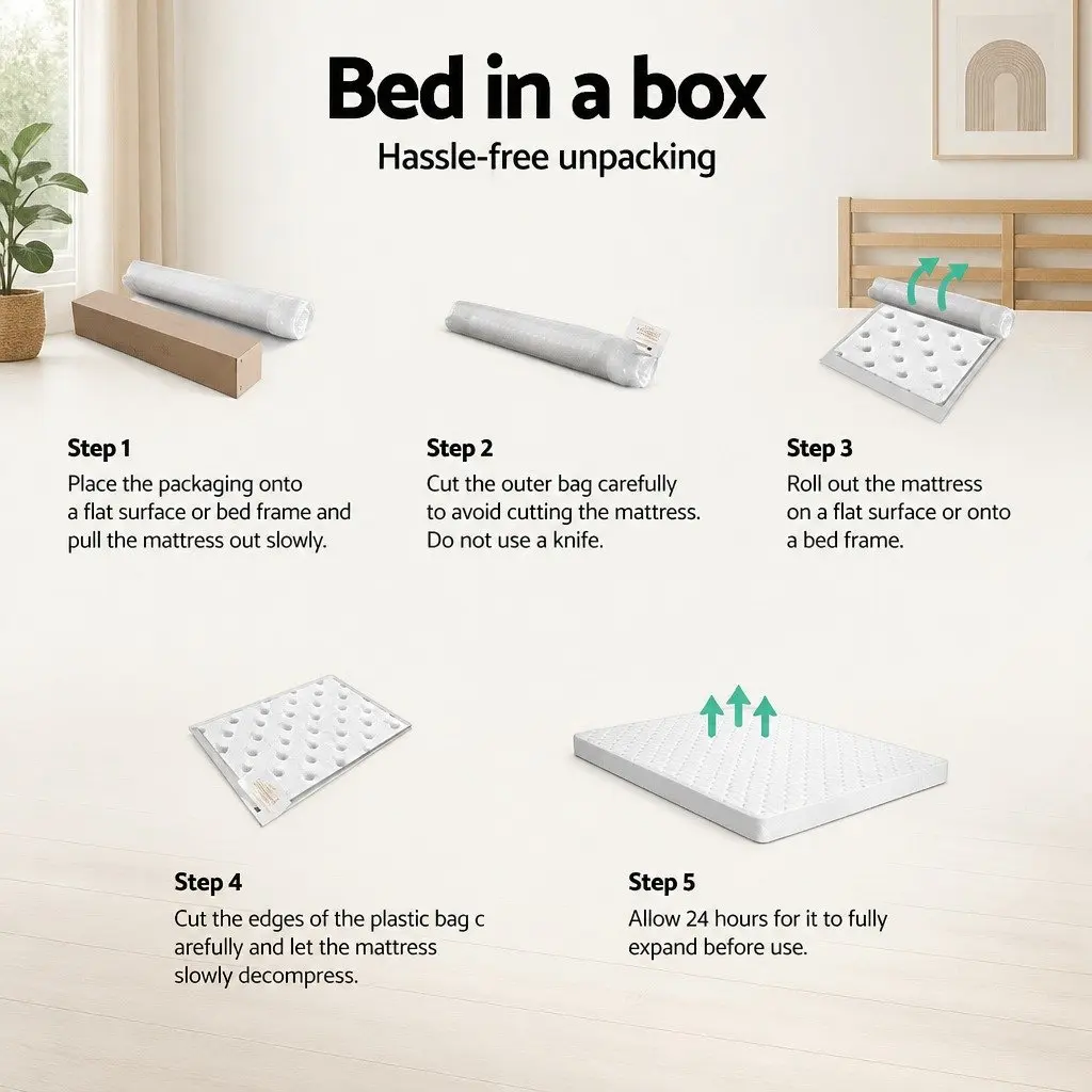 Double Mattress Medium Firm 13cm Bonnell Spring Quilted Top White