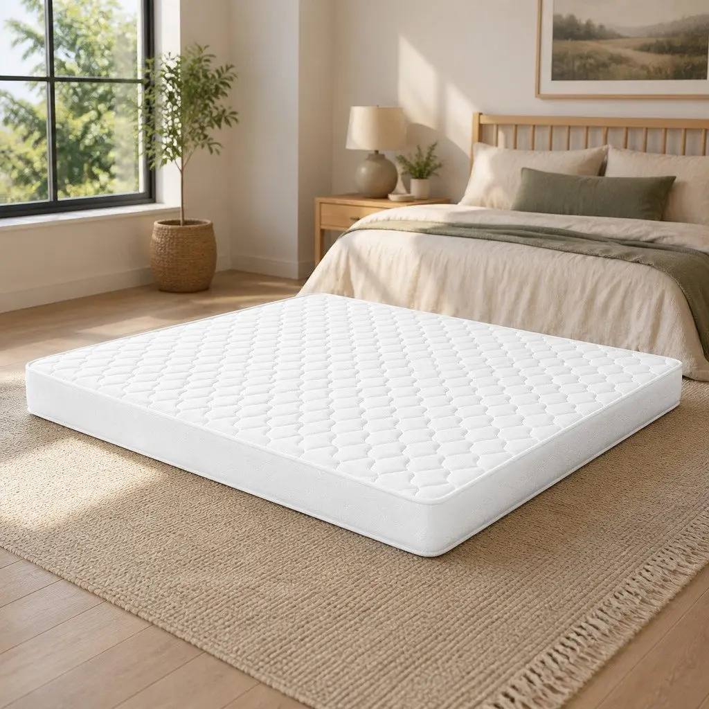 Queen Mattress 13cm Quilted Medium Firm Bonnell Spring Tight Top White