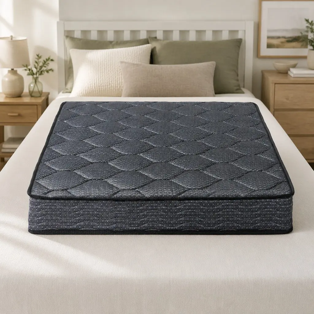 King Single Mattress Grey Medium Firm 16cm Bonnell Spring Tight Top