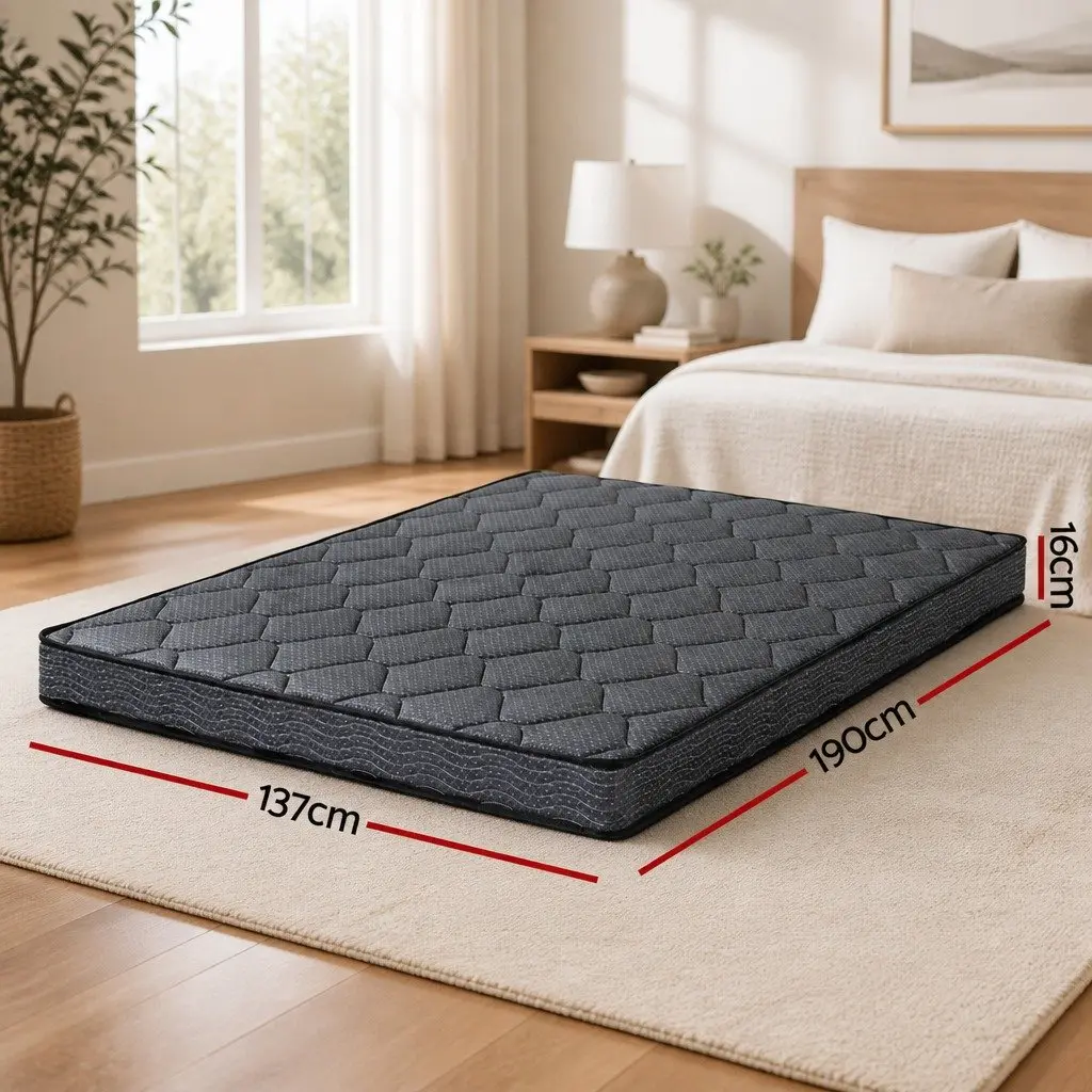 Double Mattress Tight Top Medium Firm 16cm Bonnell Spring Foam Grey