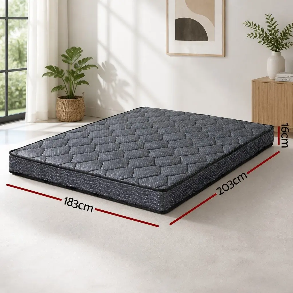 King Size Mattress Tight Top 16cm Medium Firm Bonnell Spring Grey