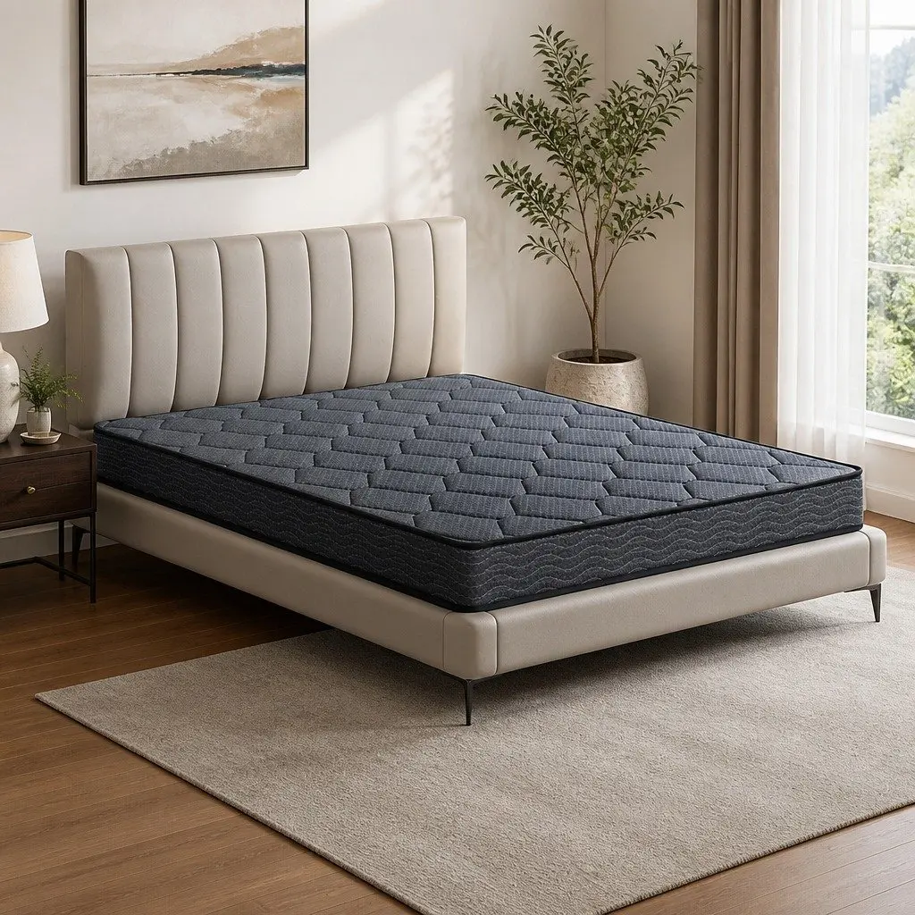 King Size Mattress Tight Top 16cm Medium Firm Bonnell Spring Grey