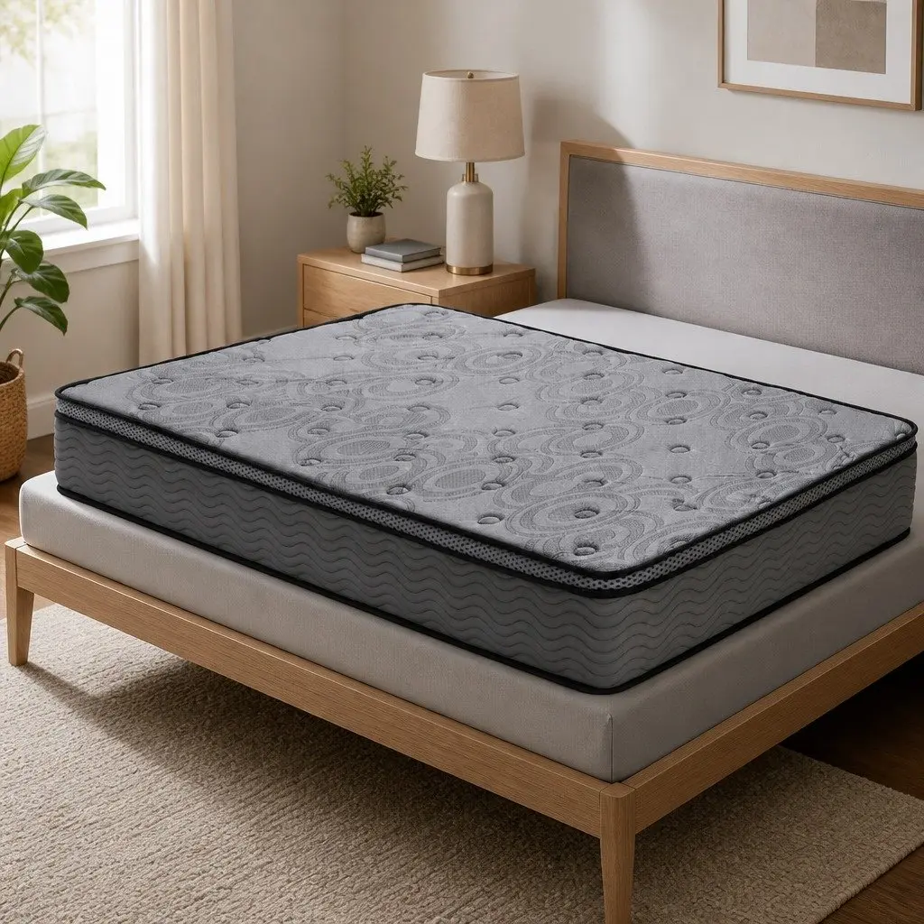 King Single Mattress Medium Firm Euro Top 26cm Pocket Spring Memory Foam Grey