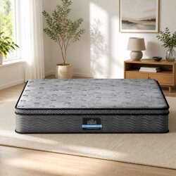 Double Mattress 26cm Euro Top Medium-Firm Support Grey Pocket Spring Bed