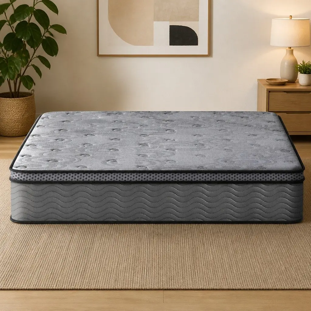 Double Mattress 26cm Euro Top Medium-Firm Support Grey Pocket Spring Bed