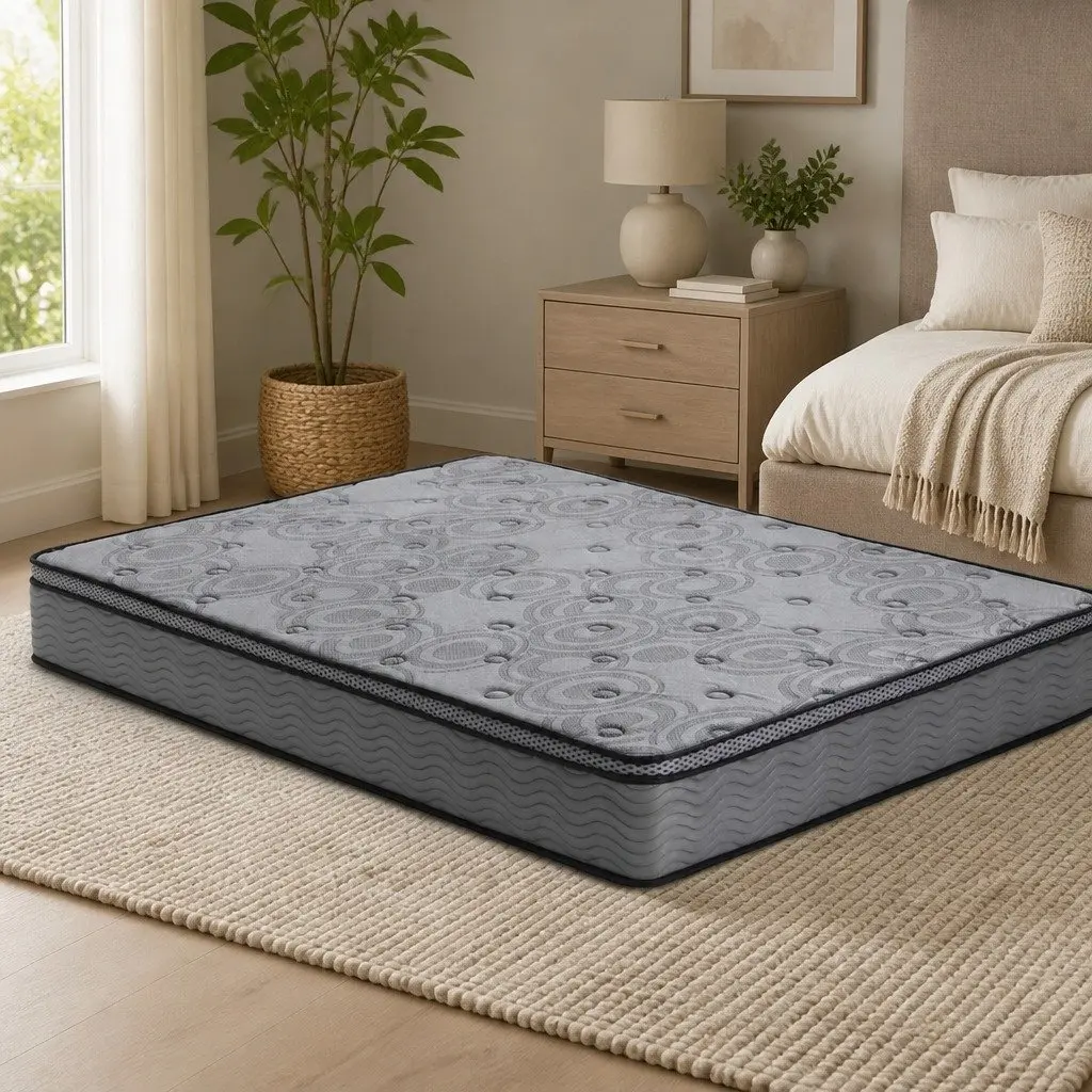 Queen Mattress Medium-Firm Euro Top 26cm Pocket Spring Memory Foam Grey