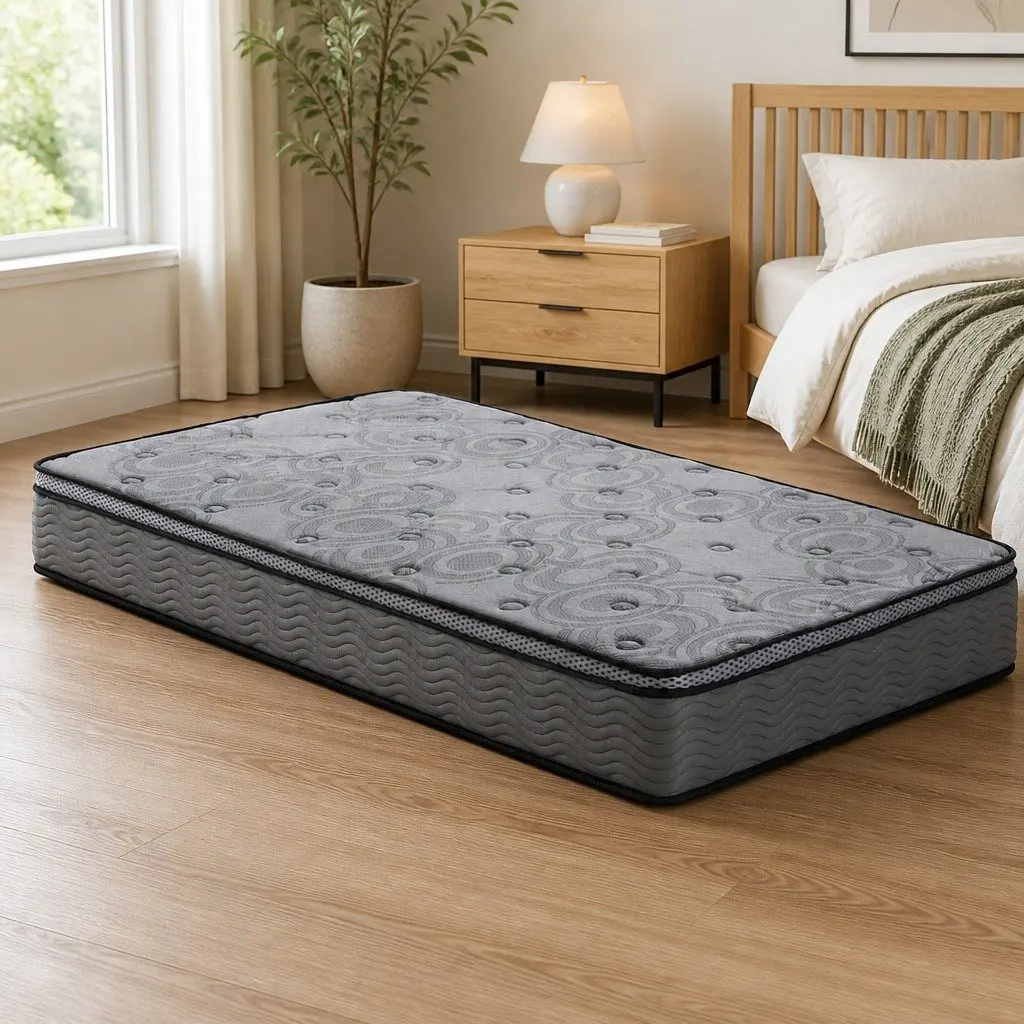 Single Mattress Euro Top 26cm Thick Medium Firm Pocket Spring Memory Foam Grey
