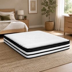 King Size Mattress 27cm Euro Top Pocket Spring Bed Medium Firmness Sleep