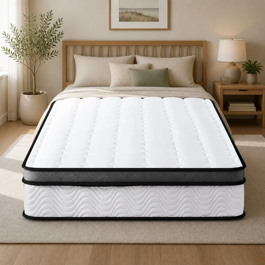 King Single Mattress Medium Firm 25cm Cool Gel Foam Bonnell Spring Support