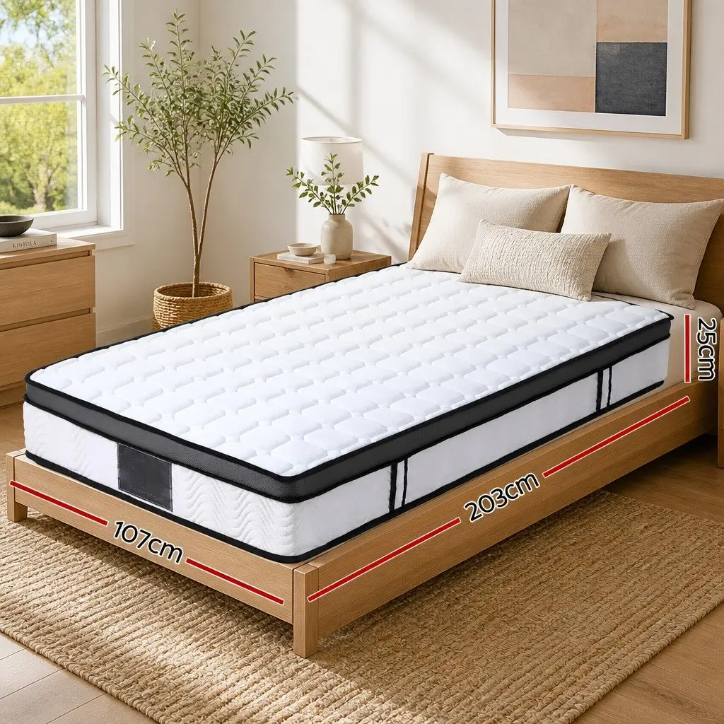 King Single Mattress Medium Firm 25cm Cool Gel Foam Bonnell Spring Support