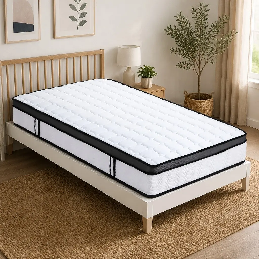 King Single Mattress Medium Firm 25cm Cool Gel Foam Bonnell Spring Support