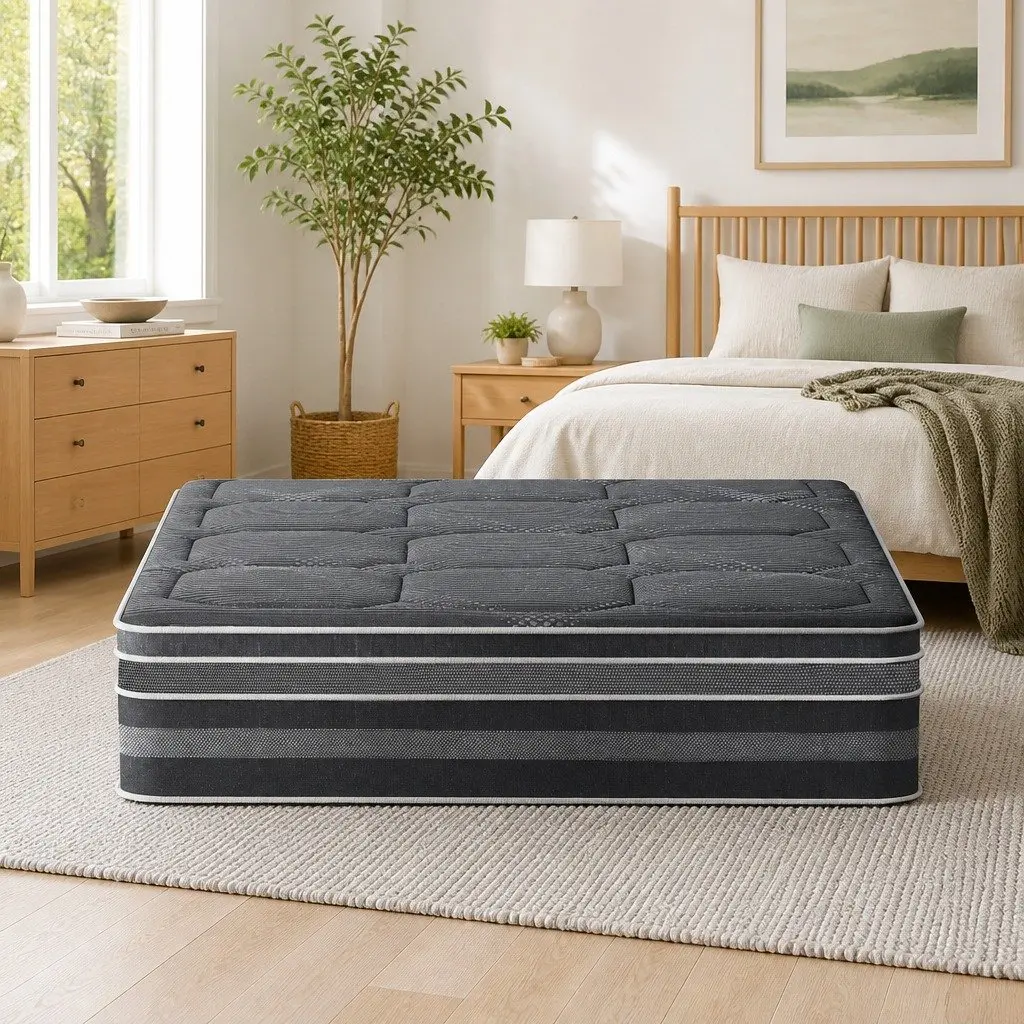 Double Mattress Hybrid Pocket Spring 35cm Medium Firm Grey
