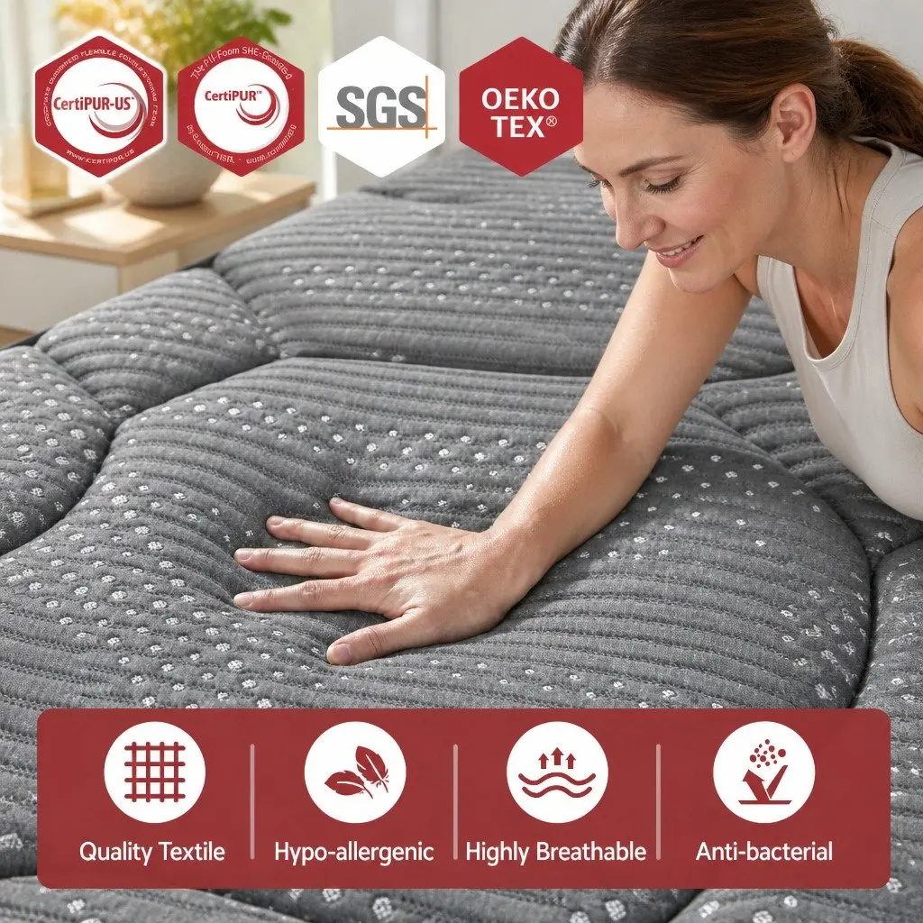 Double Mattress Hybrid Pocket Spring 35cm Medium Firm Grey