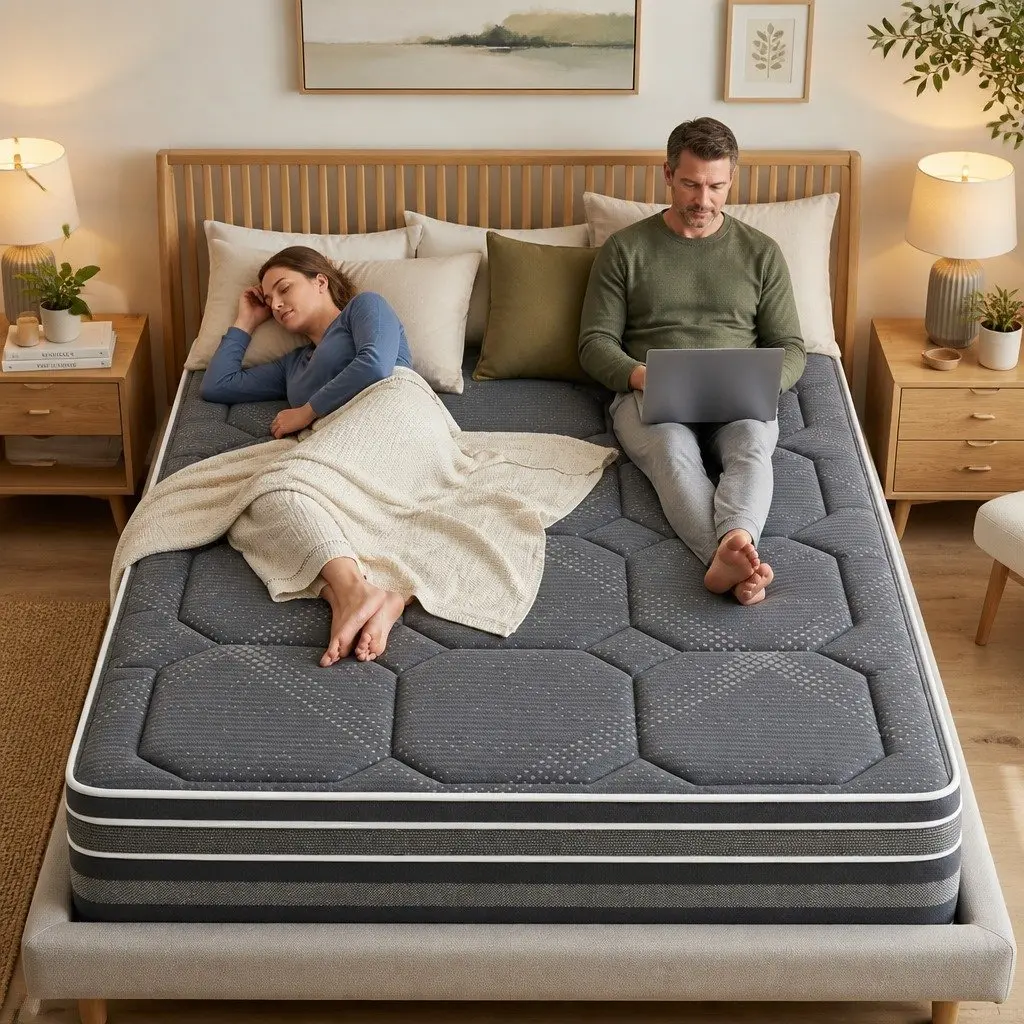 Double Mattress Hybrid Pocket Spring 35cm Medium Firm Grey