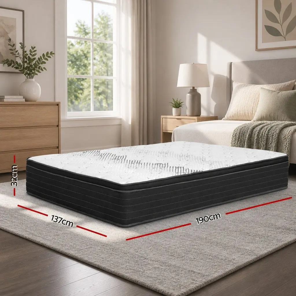 Double Mattress Extra Firm 32cm Pocket Spring Hypoallergenic Dust Mite Resistant