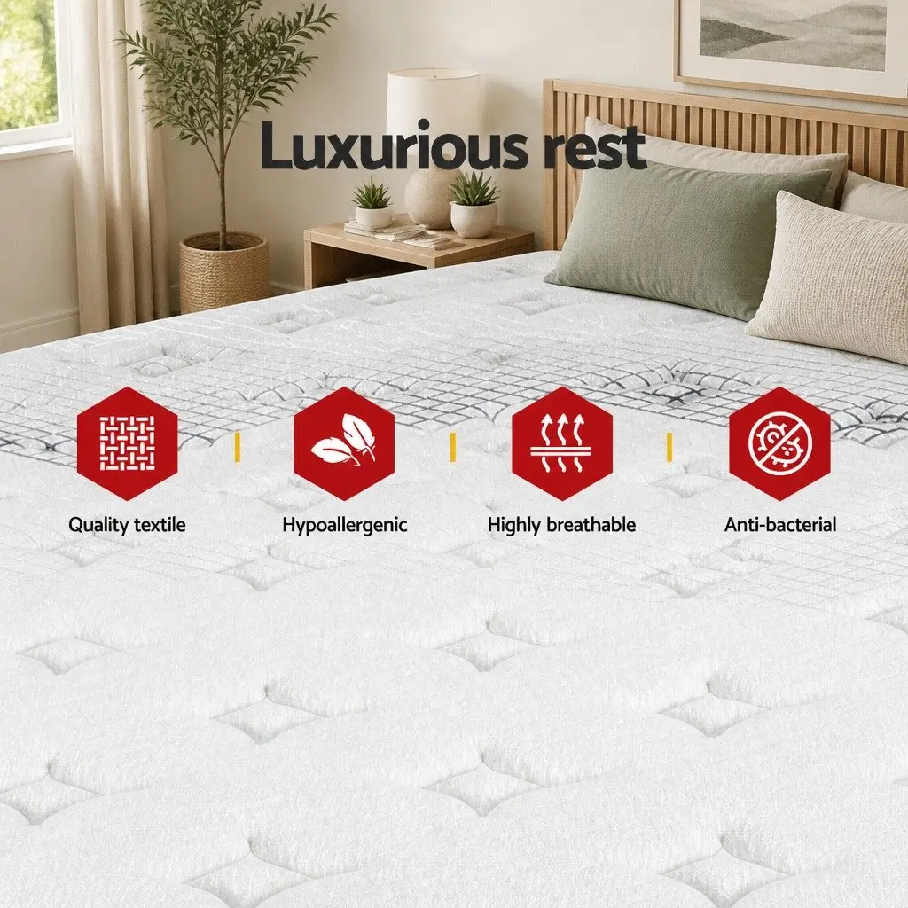 Double Mattress Extra Firm 32cm Pocket Spring Hypoallergenic Dust Mite Resistant