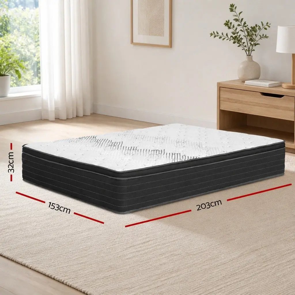 Queen Mattress Extra Firm Support 32cm Pocket Spring Hypoallergenic