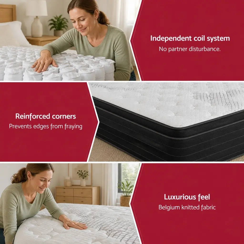 Queen Mattress Extra Firm Support 32cm Pocket Spring Hypoallergenic