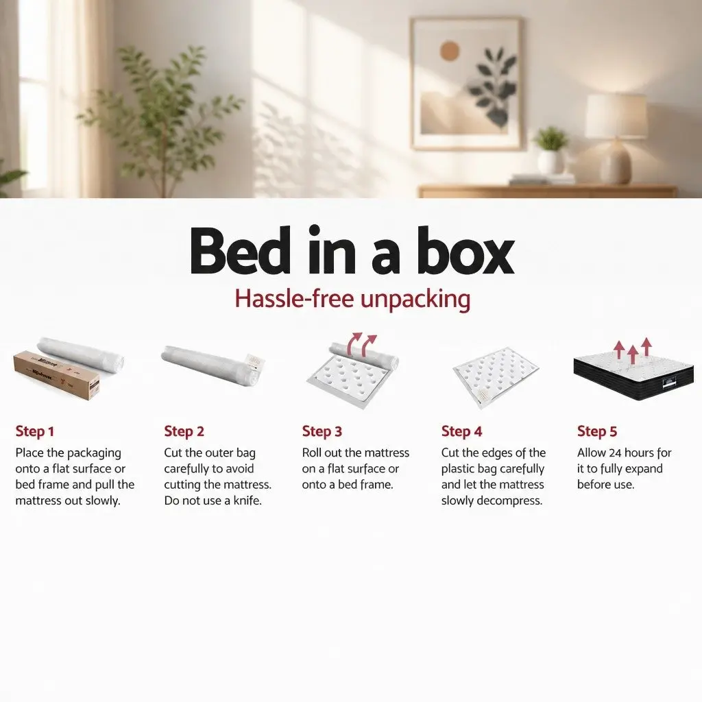 Queen Mattress Extra Firm Support 32cm Pocket Spring Hypoallergenic
