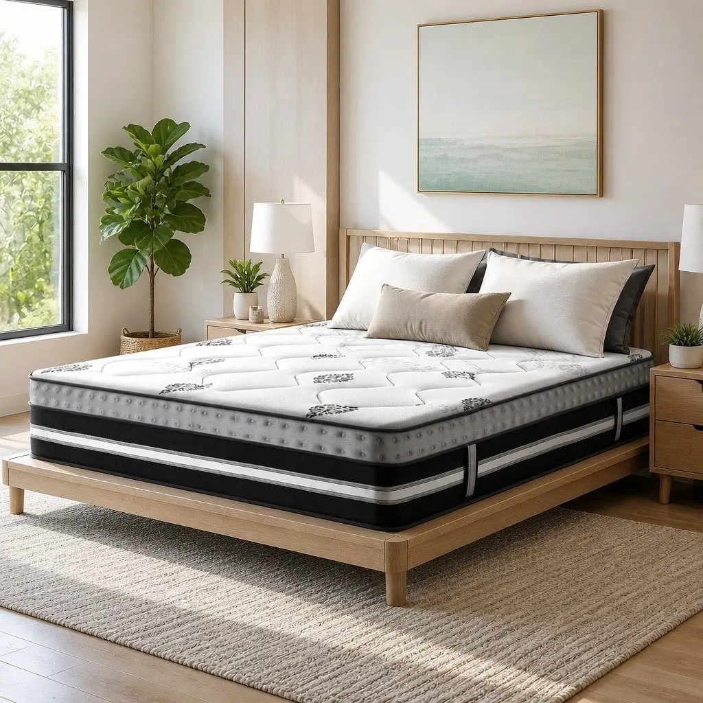 King Size Mattress Medium Firm 35cm Gel Memory Foam Pocket Spring Hybrid Bed in a Box