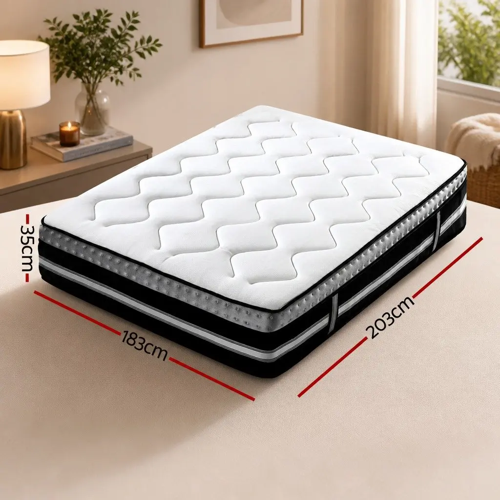 King Size Mattress Medium Firm 35cm Gel Memory Foam Pocket Spring Hybrid Bed in a Box