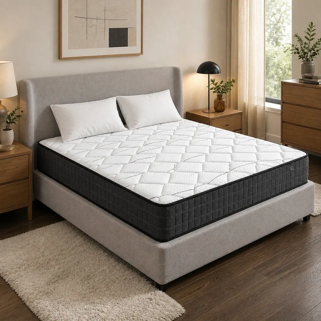 King Size Mattress Medium Firm 16cm Bonnell Spring Quilted Top Comfort