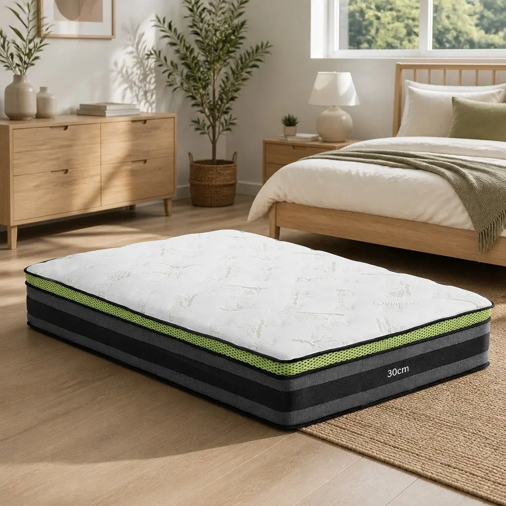 Cool Gel Foam Pocket Spring King Single Mattress 30cm Grey Hypoallergenic Comfort Supportive