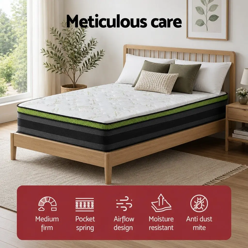 Cool Gel Foam Pocket Spring King Single Mattress 30cm Grey Hypoallergenic Comfort Supportive