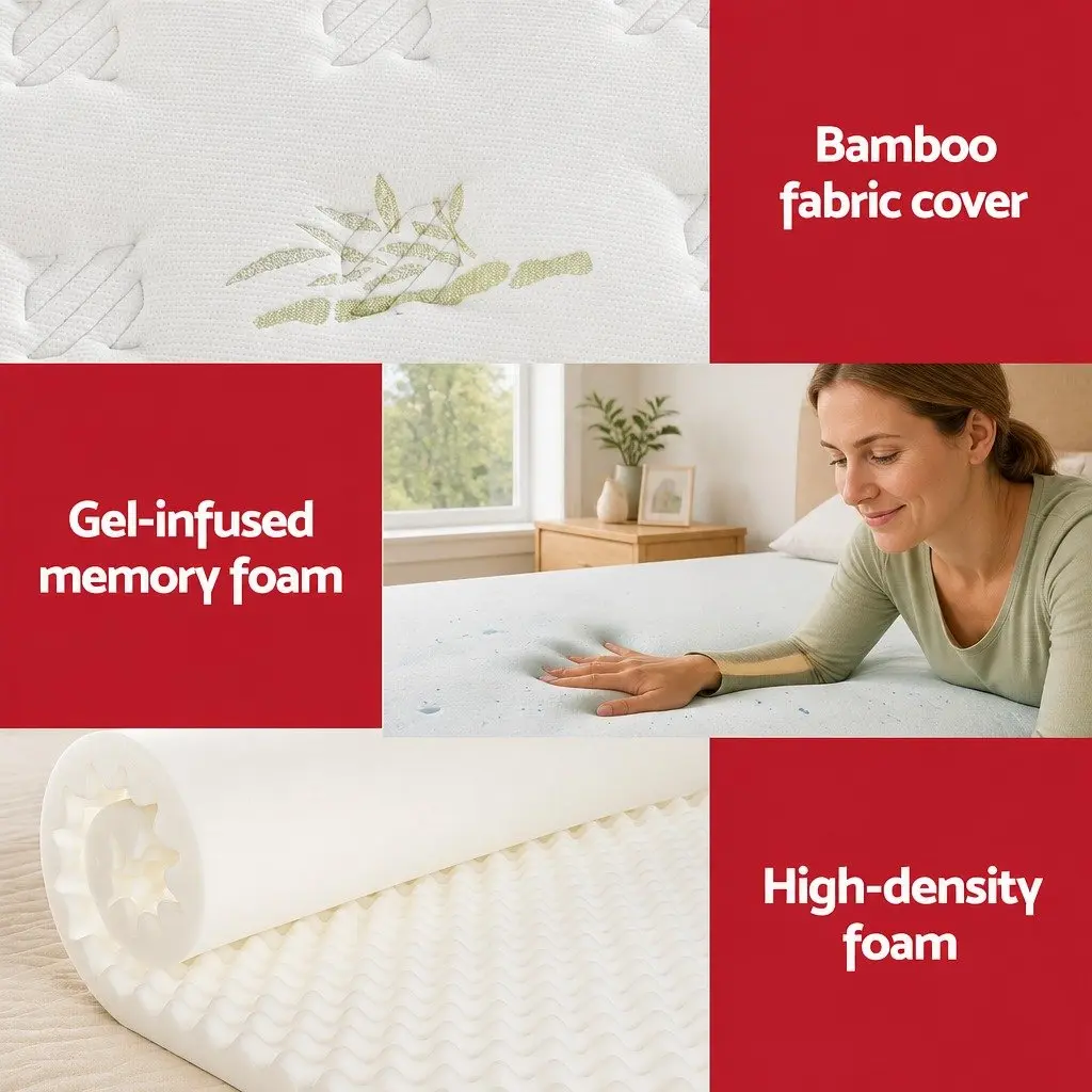 Cool Gel Foam Pocket Spring King Single Mattress 30cm Grey Hypoallergenic Comfort Supportive