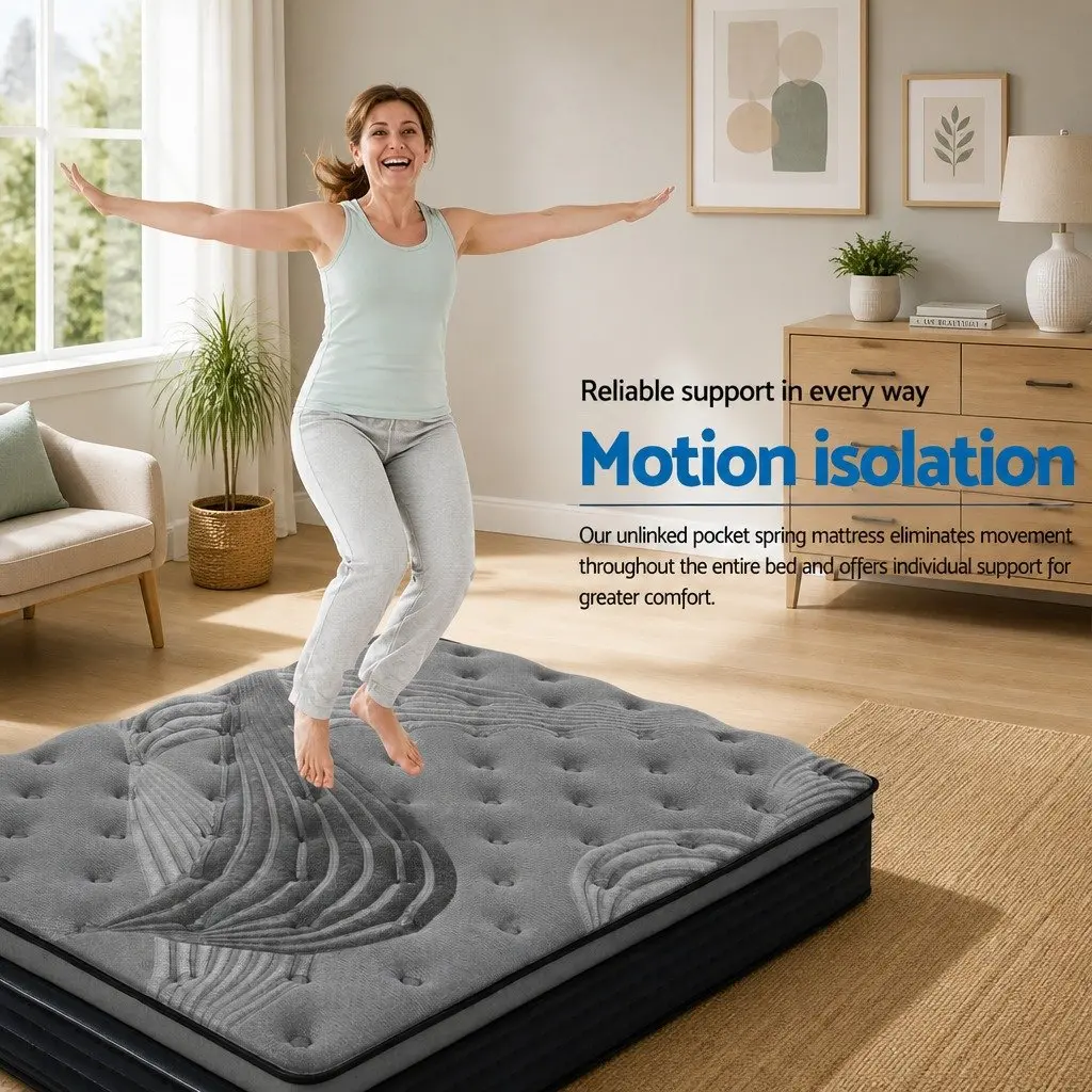 Double Mattress Euro Top 34cm Medium Firm Pocket Spring Bamboo Charcoal Cover